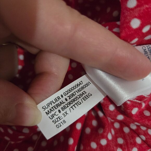 Chaps Womens No Iron Long Sleeve Button red Polka Dot Top Plus Size 3X Career - Picture 9 of 10